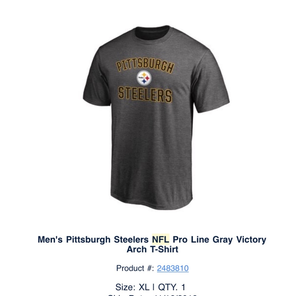 Grey STEELERS T-shirt from NFLshop.com